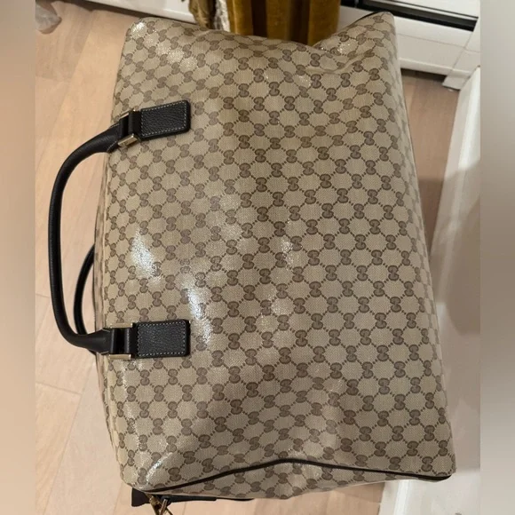Gucci Crystal Monogram Large Carry On Duffle Weekender Bag Dark Brown - Picture 6 of 15